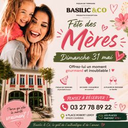Annonce pour la Fête des Mères chez Basilic & Co, restaurant spécialisé en pizzas artisanales et plats à emporter à Cambrai.